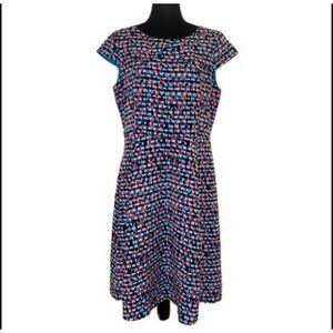 Black Label by Evan Picone A Line Multicolor Geo Print Dress with Cap Sleeves Sz
